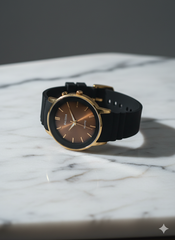 BAISHA Classic Quartz Watch – Black & Gold Edition