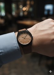 RH Super Time Quartz Wristwatch – Classic Brown Dial & Leather Strap