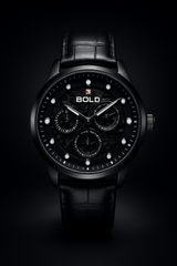 BOLD ChronoEdge Black Leather Wristwatch
