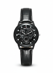 BOLD ChronoEdge Black Leather Wristwatch