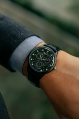 BOLD ChronoEdge Black Leather Wristwatch