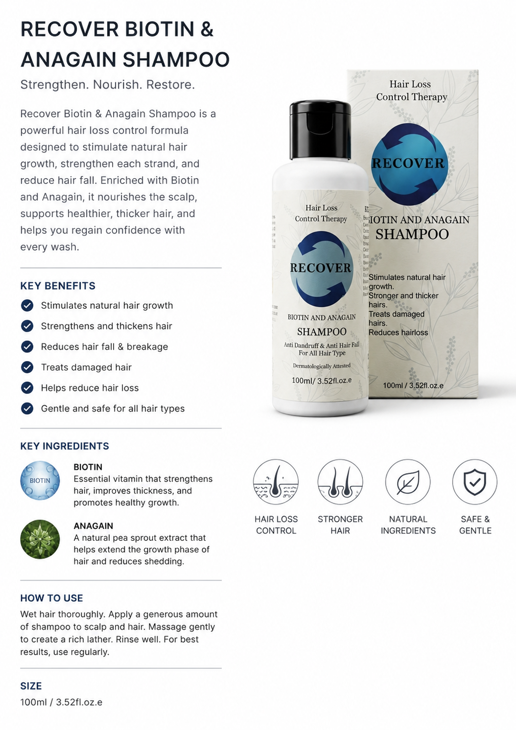RECOVER Biotin & Anagain Shampoo